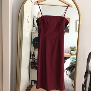 Red black lace midi spaghetti strap dress